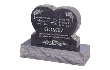 Single Heart Upright Headstone polished front and back with 30" Base - Image 11