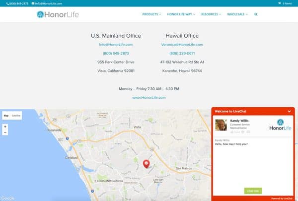 contact us portion